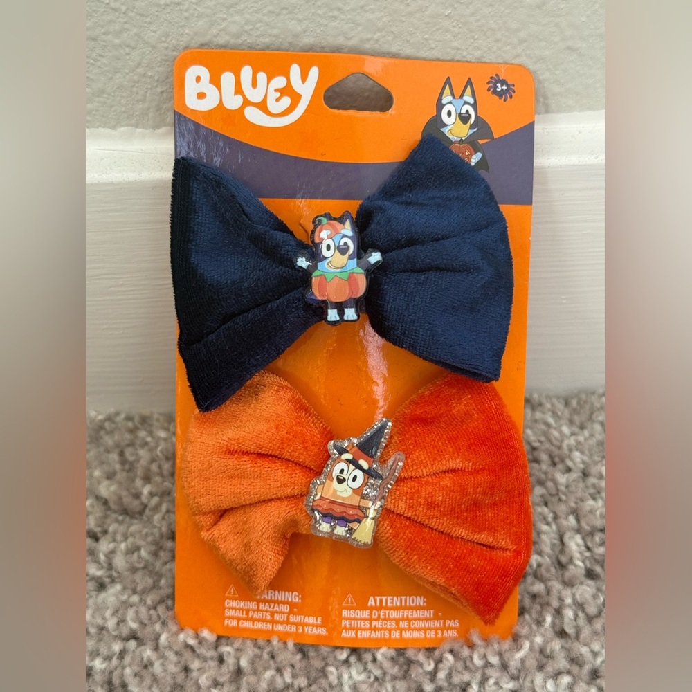 Bluey Kids Hair Bow Set - Navy and Orange